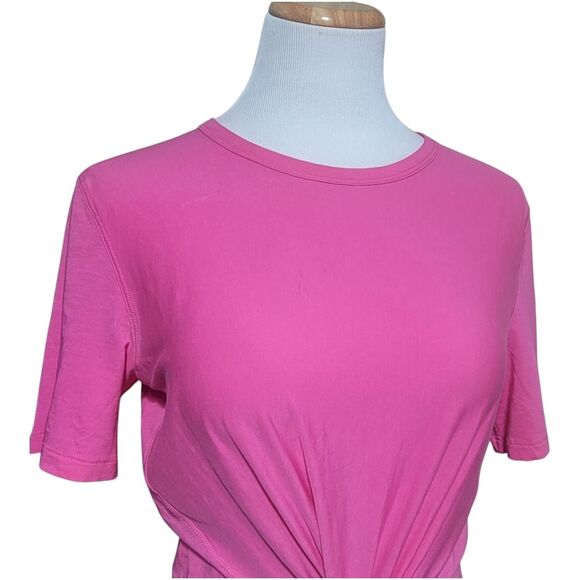 Lululemon Crescent Tee Sonic Pink Twist Front Crop Pima Cotton - Picture 5 of 9